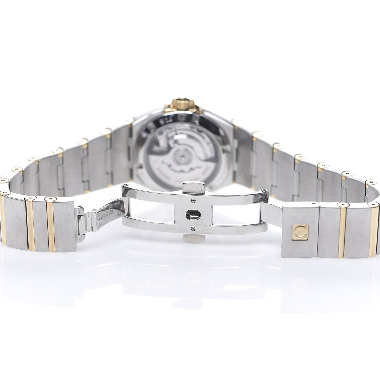 Stainless Steel 18K Yellow Gold Diamond Bezel Yellow Mother of Pearl 27mm Constellation Automatic Watch 123.25.27.20.57.002