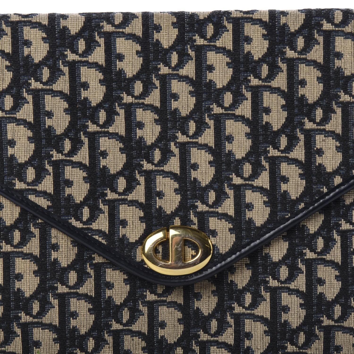 Christian Dior Monogram Envelope Flap Clutch Navy Blue 8 of 8