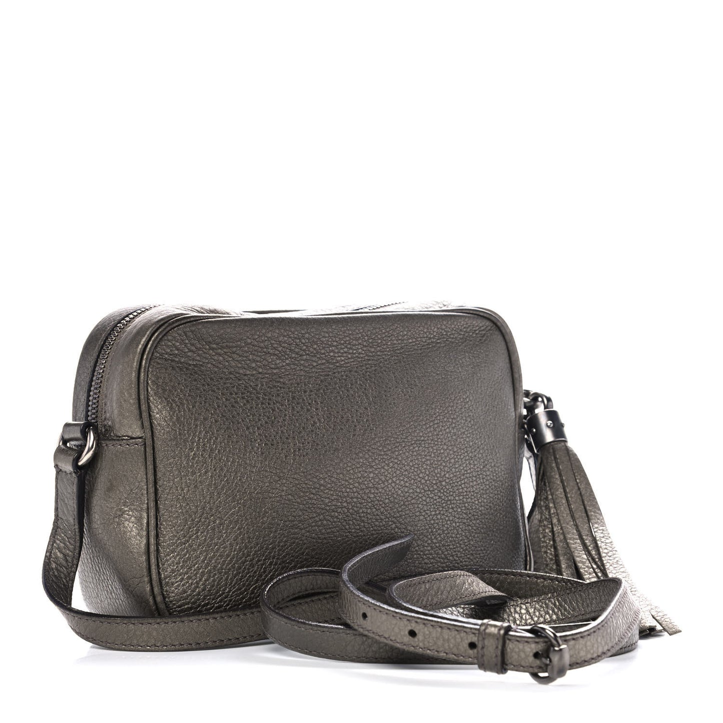 Metallic Pebbled Calfskin Small Soho Disco Bag Sasso