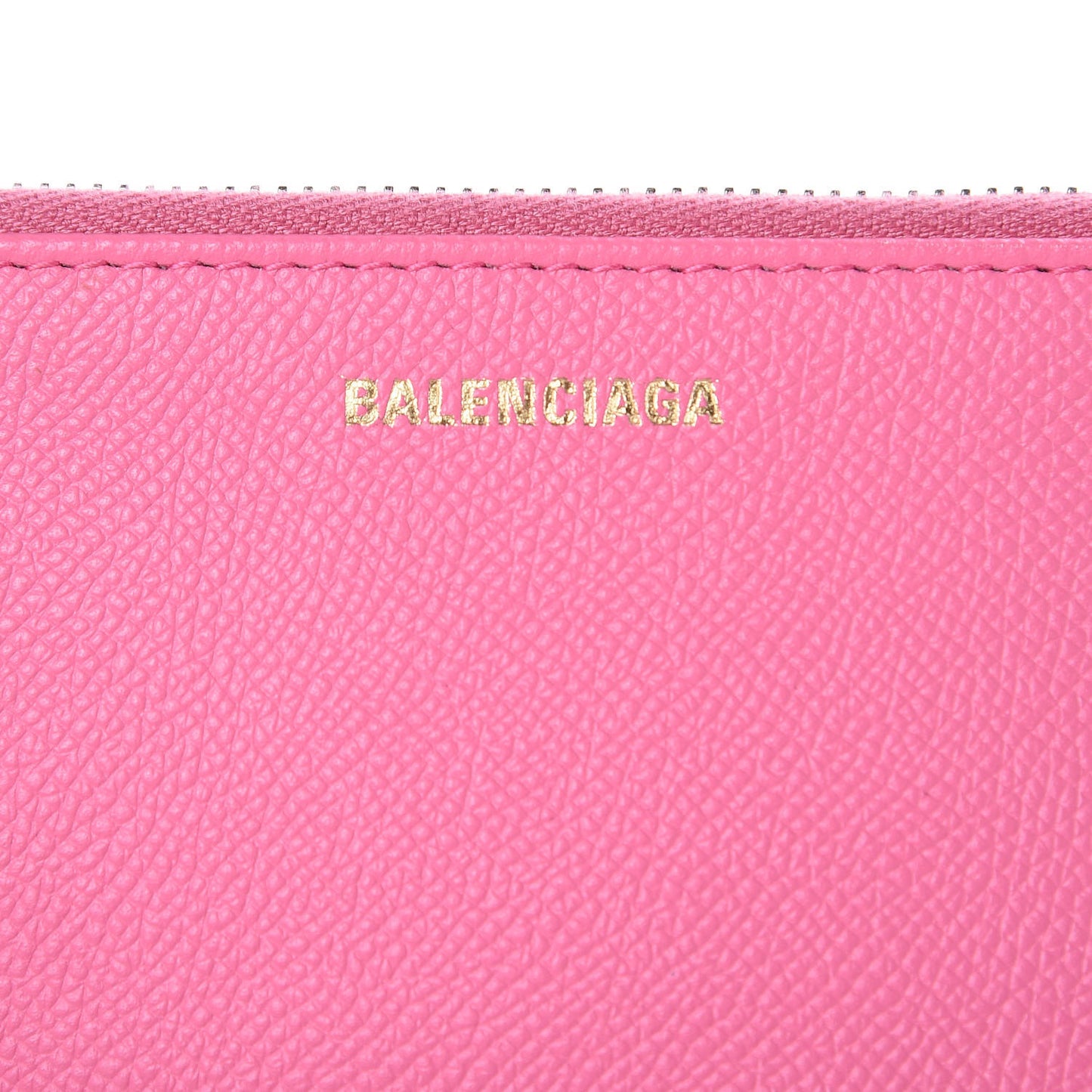 Signature Grained Calfskin Large Ville Zip Pouch Rose Bubblegum Black