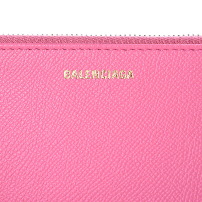 Balenciaga Signature Grained Calfskin Large Ville Zip Pouch Rose Bubblegum Black 6 of 10