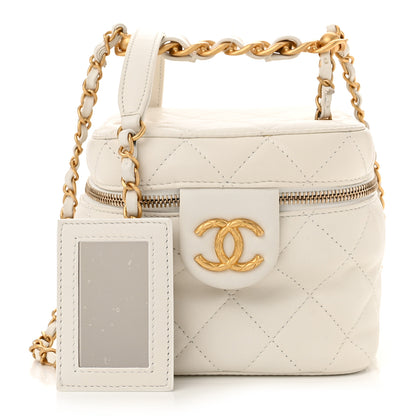 Chanel Calfskin Quilted Small Vanity Case With Chain White 3 of 12