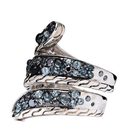 John Hardy Sterling Silver Blue Topaz Classic Chain Ring 55 7 2 of 6