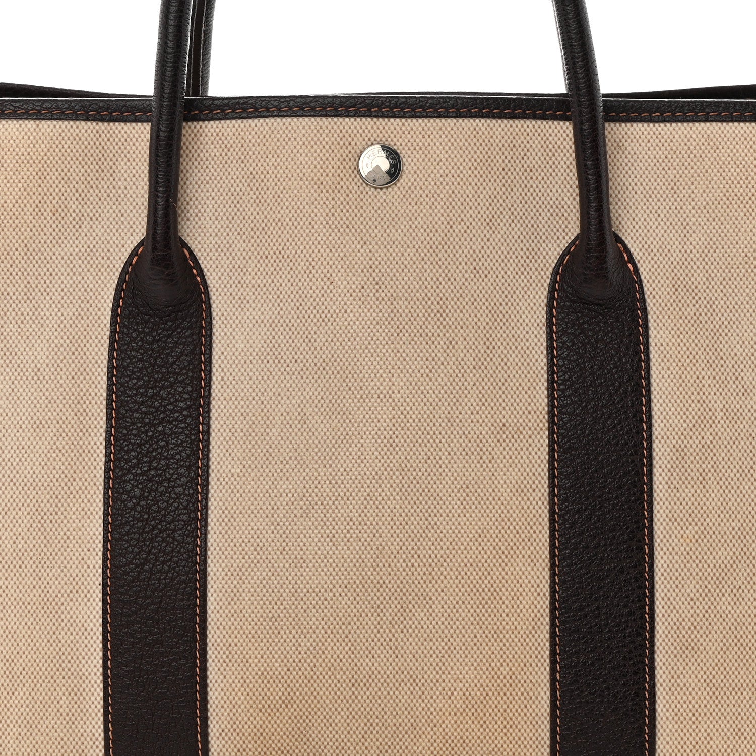 Hermes Buffle Skipper Toile Garden Party 36 MM Tote Marron Fonce 7 of 17