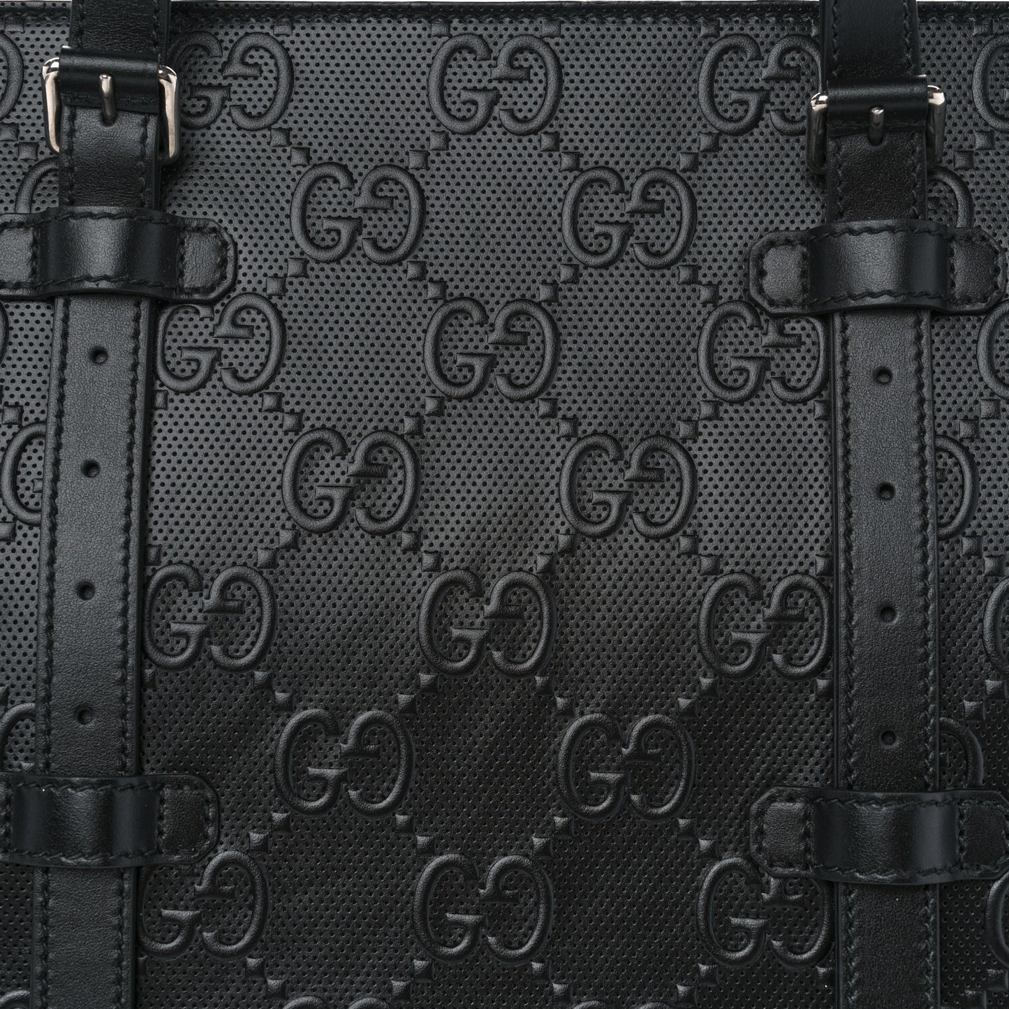 Calfskin GG Tennis Embossed Tote Bag Black