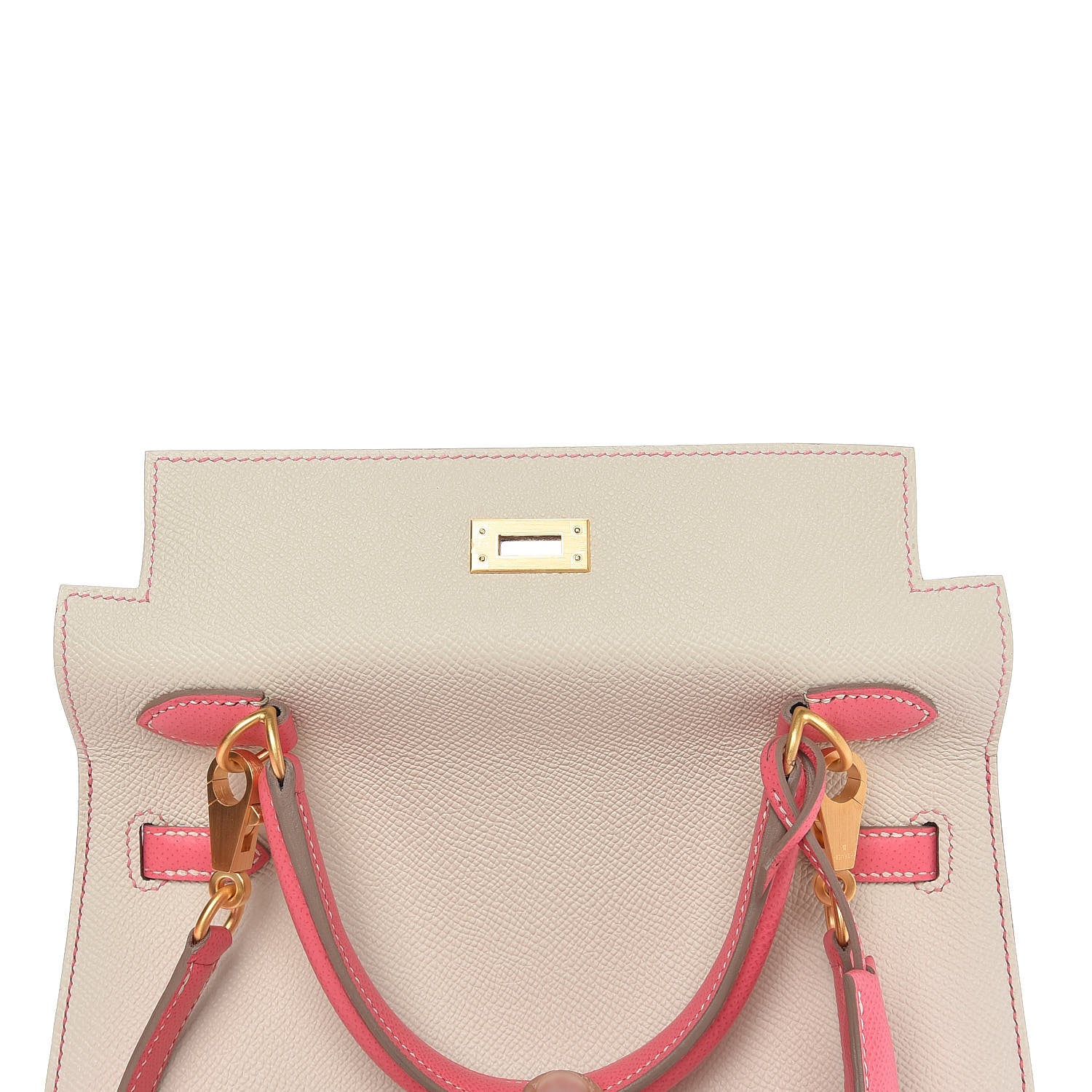 Hermes Epsom Bi-Color Horseshoe Kelly Sellier 25 Craie Rose Azalee 16 of 36
