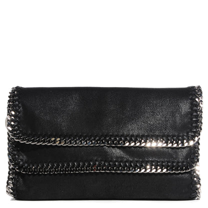 Stella McCartney Faux Leather Shaggy Deer Falabella Fold Over Clutch Black 1 of 6
