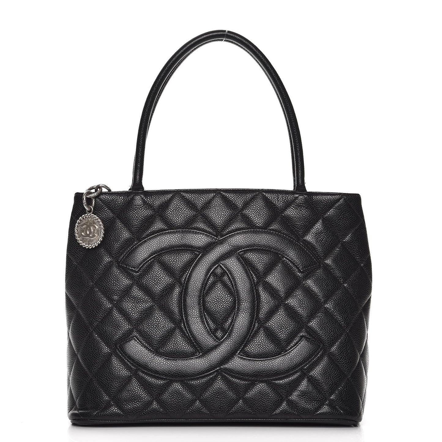 Caviar Quilted Medallion Tote Black