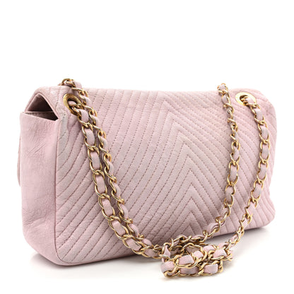 Chanel Wrinkled Lambskin Chevron Quilted Medium Surpique Flap Pink 3 of 11