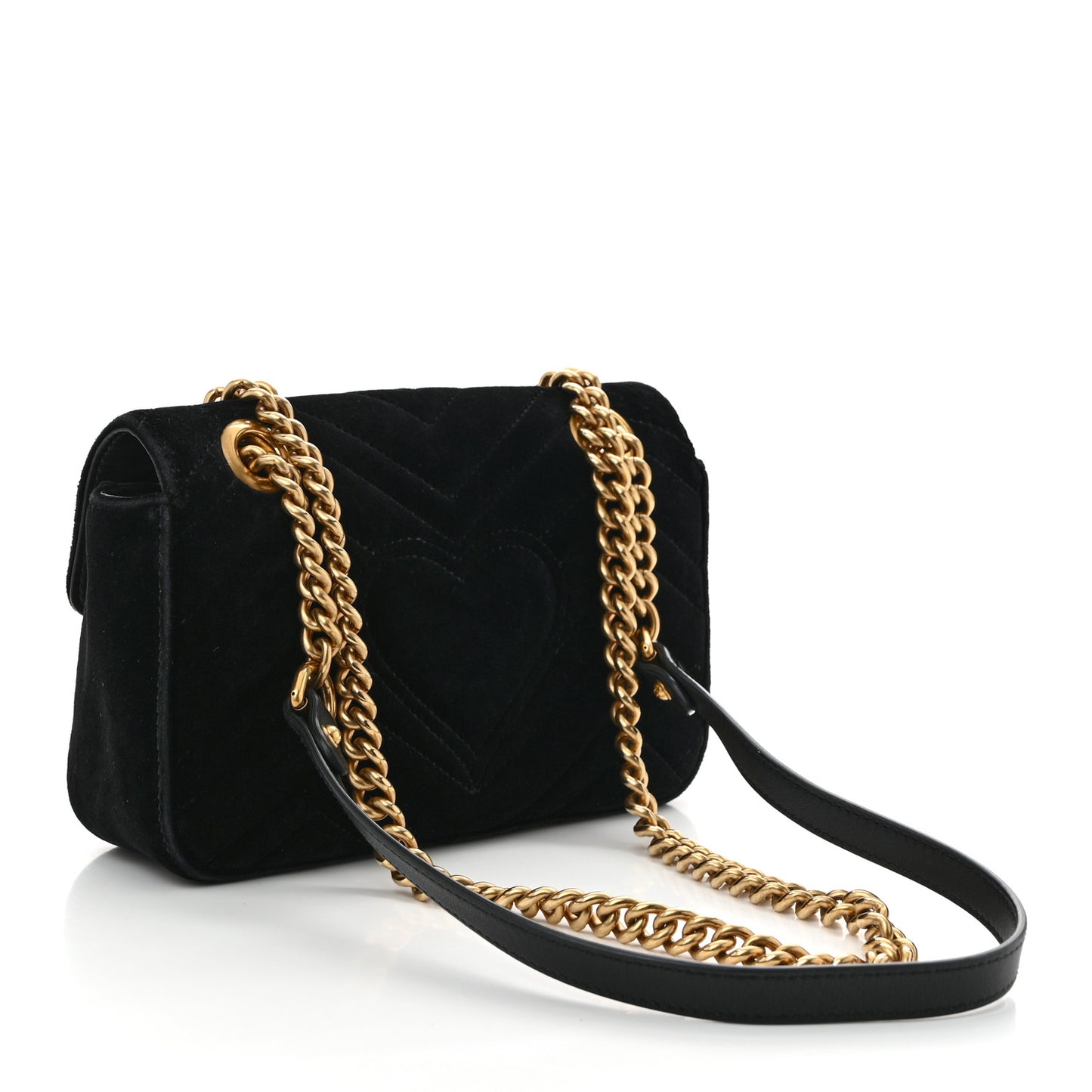 Velvet Matelasse Mini GG Marmont Shoulder Bag Black