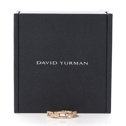 David Yurman 18K Rose Gold Diamond 4.5mm Stax Single Row Chain Link Ring 54 6.75 5 of 5
