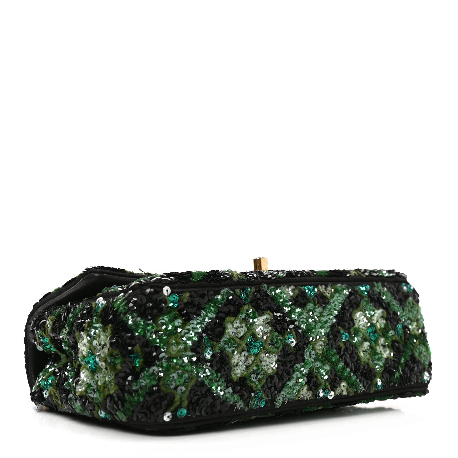 Chanel Sequin Mosaic Mini Rectangular Flap Green Black 4 of 12