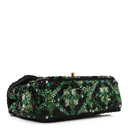 Chanel Sequin Mosaic Mini Rectangular Flap Green Black 4 of 12