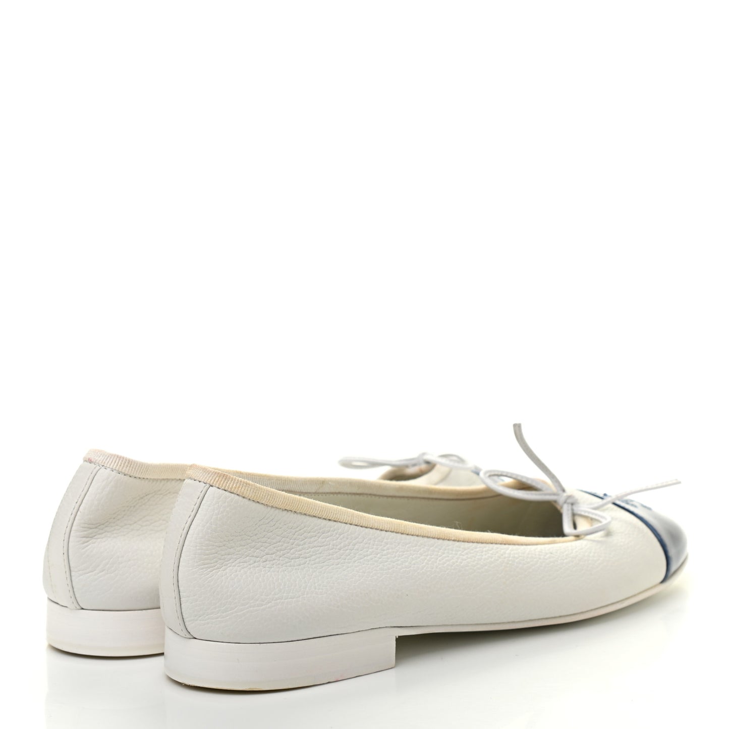 Calfskin Patent CC Cap Toe Ballerina Flats 37 White Blue
