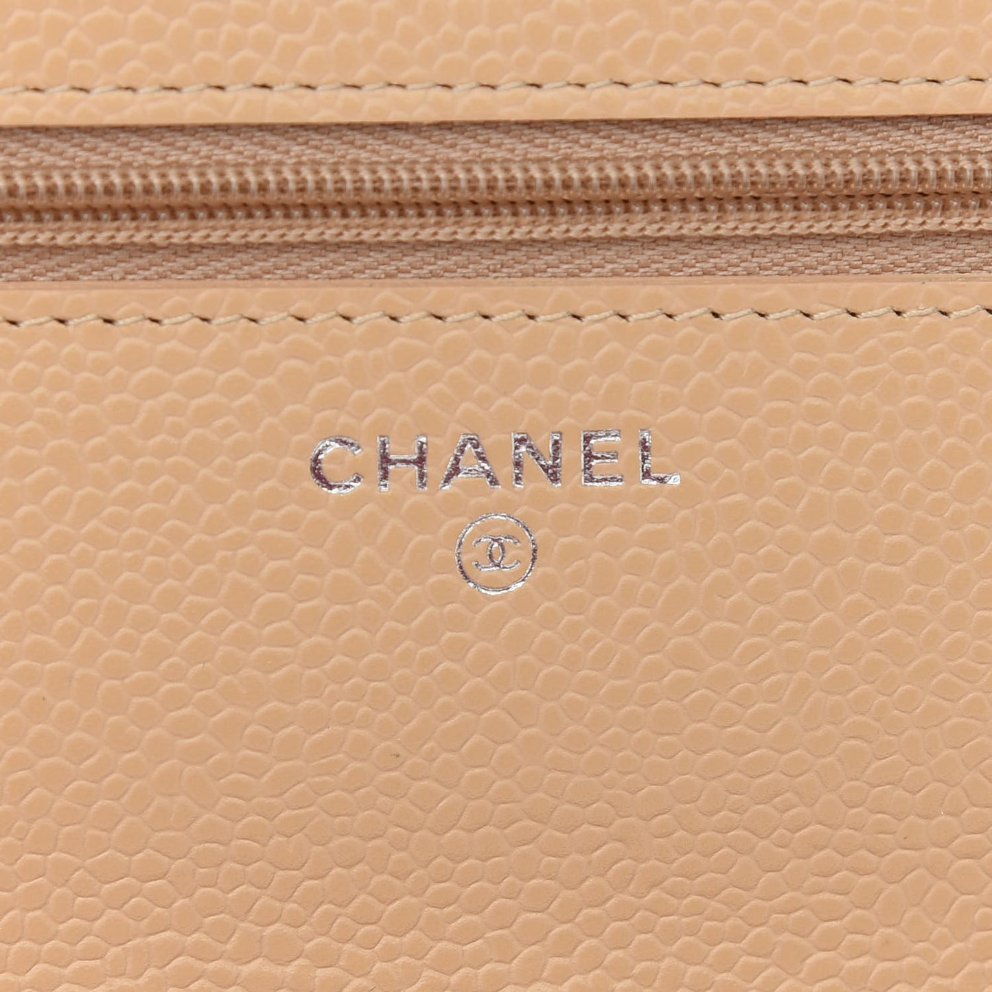 Caviar Quilted Wallet On Chain WOC Beige