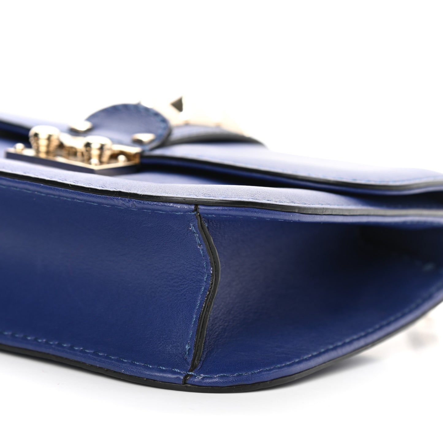 Vitello Small Glam Lock Rockstud Flap Blue China