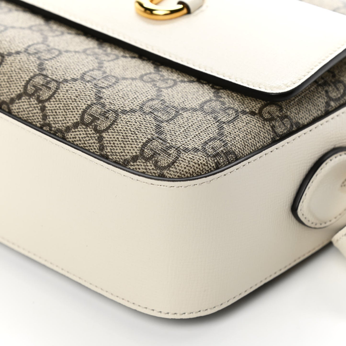 GG Supreme Monogram Small Horsebit 1955 Shoulder Bag Beige Mystic White