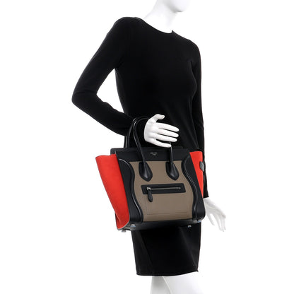 Celine Bullhide Calfskin Nubuck Micro Tri-Color Luggage Souris 2 of 7