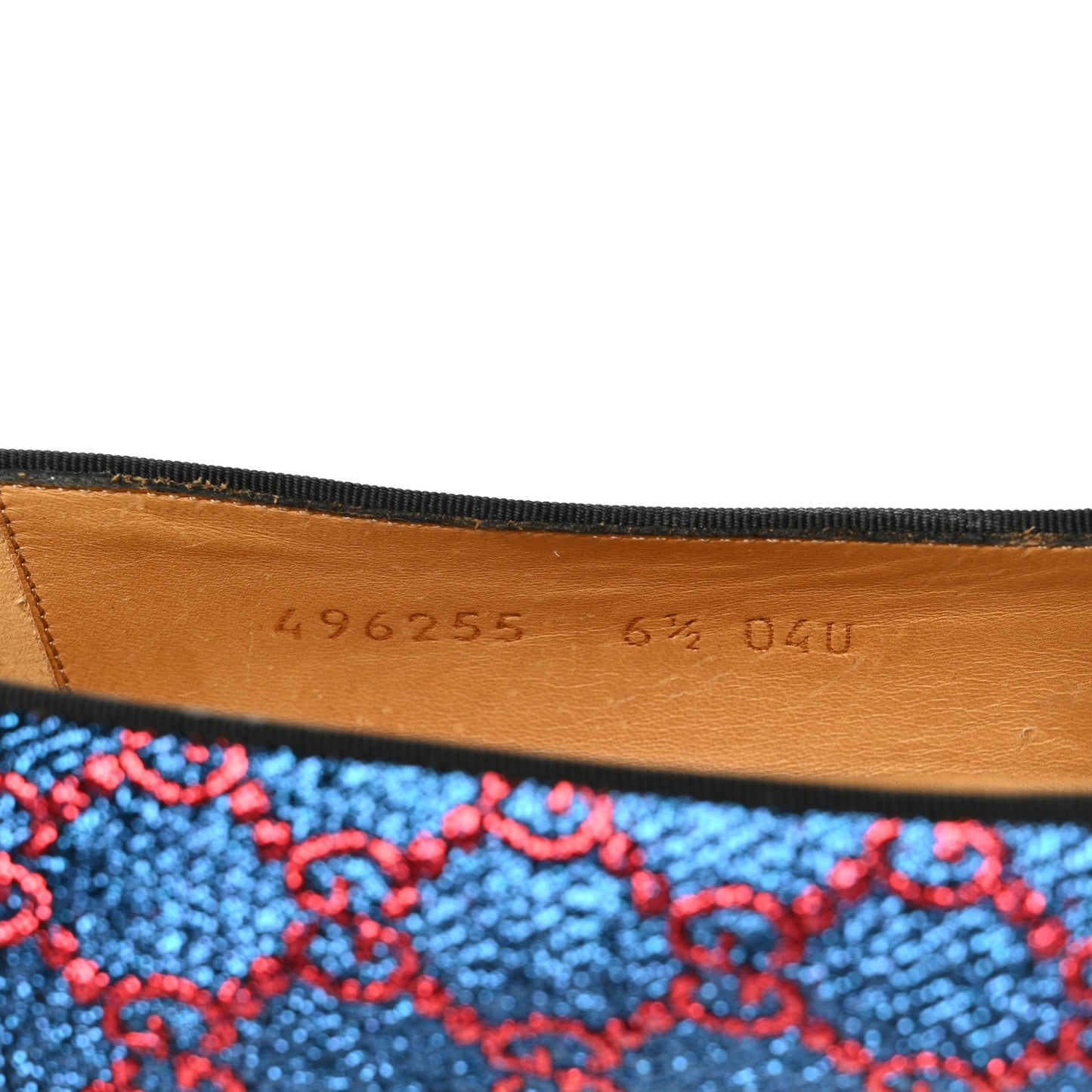 Lurex GG Monogram Mens Bow Loafers 6.5 Iridescent Blue Iridescent Red Black