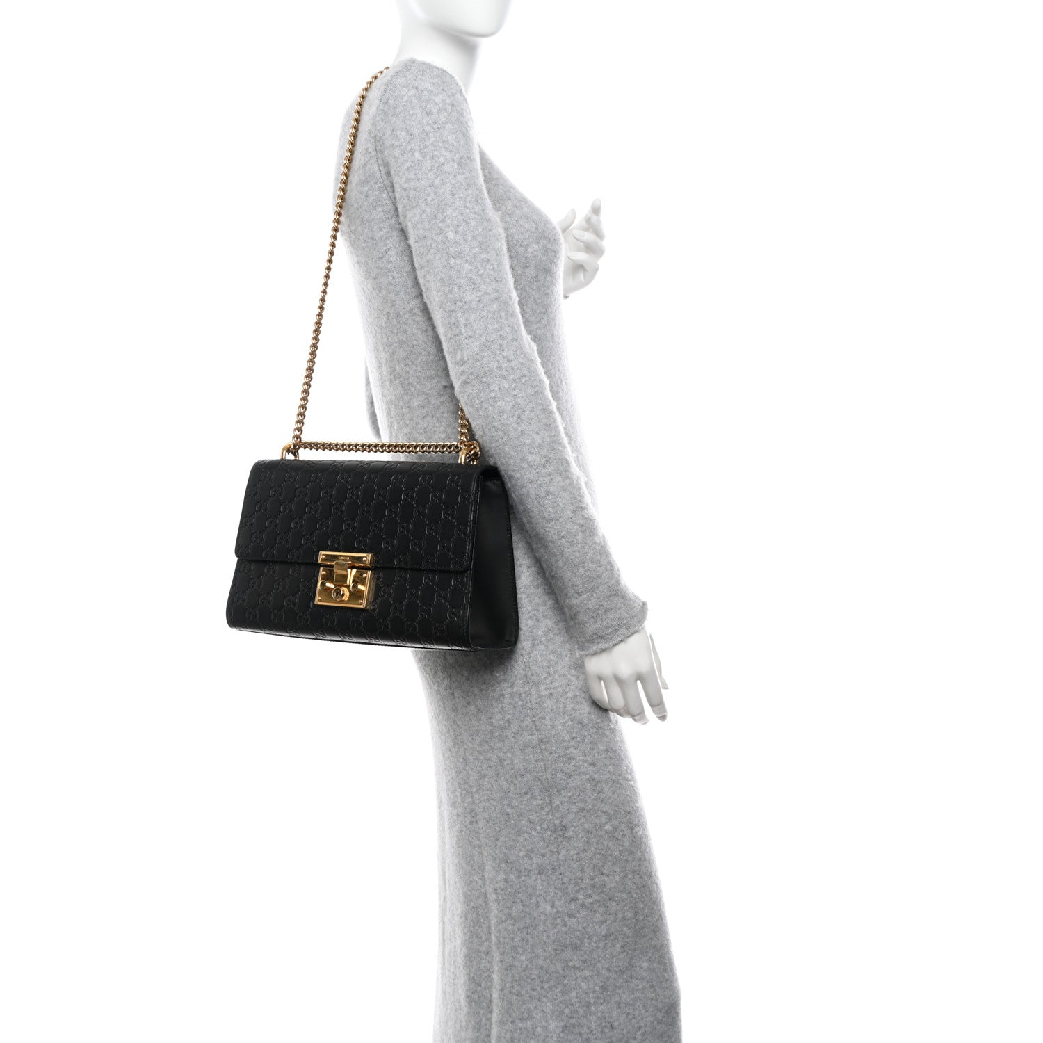 Gucci Guccissima Medium Padlock Shoulder Bag Black 3 of 13