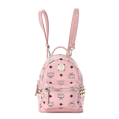 MCM Visetos Side Stud X-Mini Stark Bebe Boo Backpack Soft Pink 1 of 9