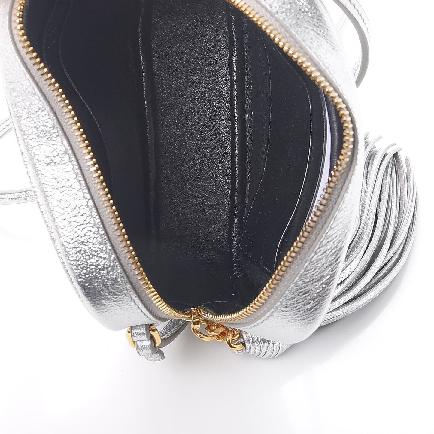 Metallic Calfskin Monogram Blogger Bag Argento Nero