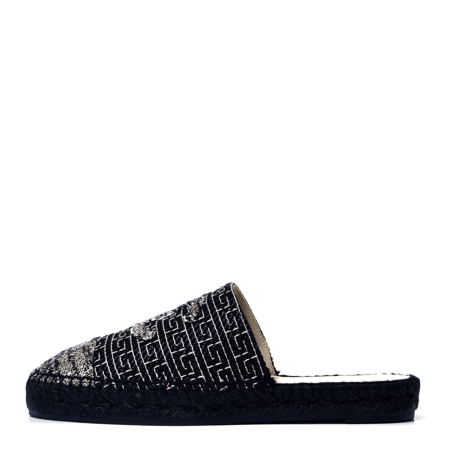Tweed CC Slip On Espadrilles 39 Black Silver
