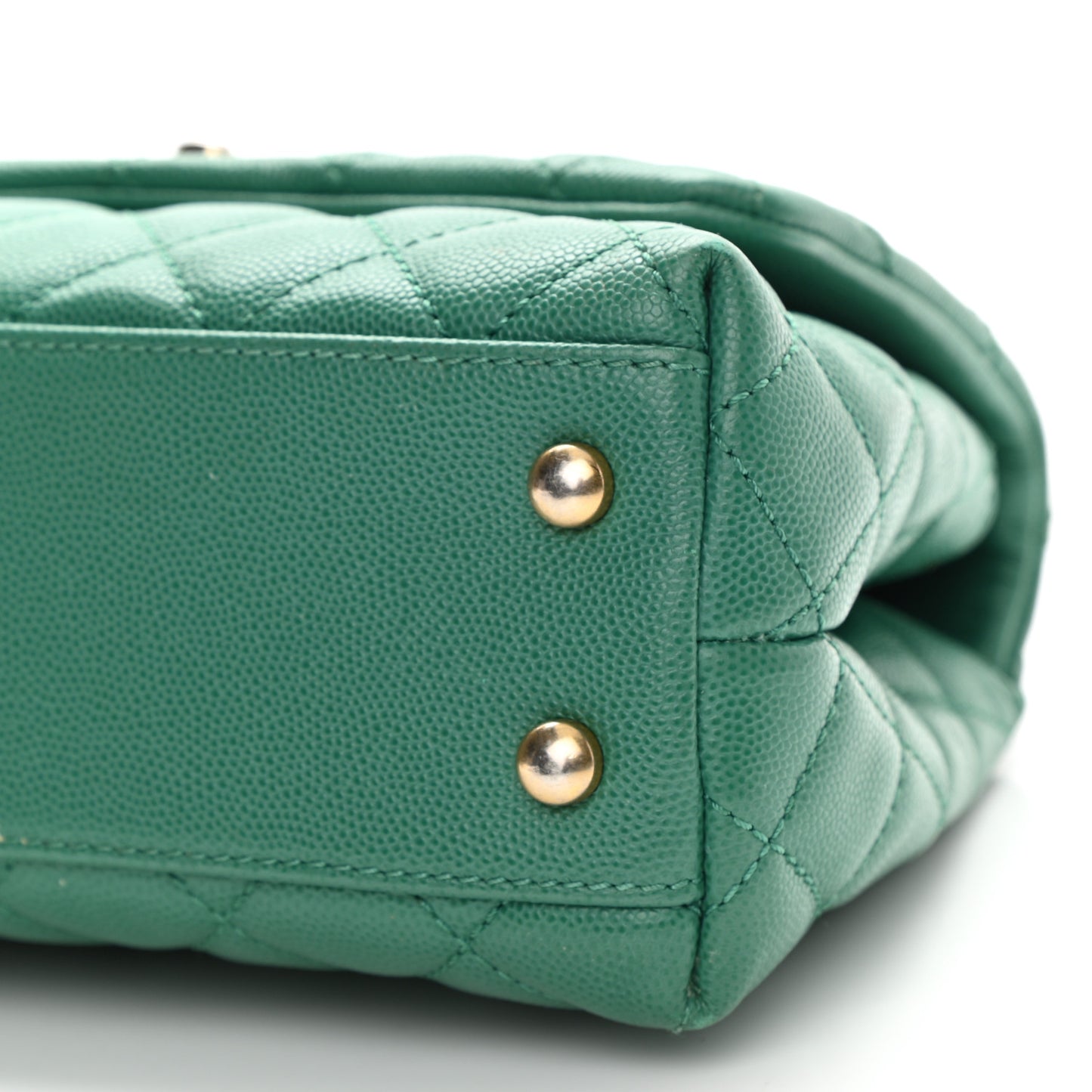 Caviar Quilted Lizard Embossed Mini Coco Handle Flap Green