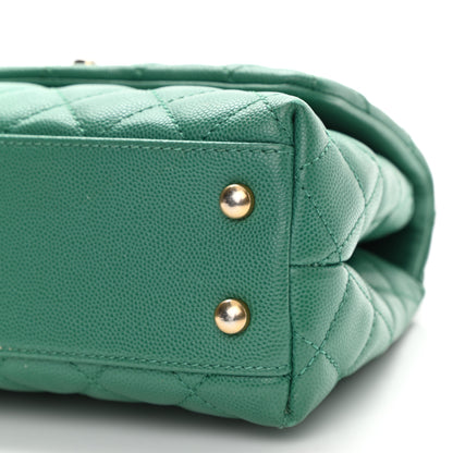 Chanel Caviar Quilted Lizard Embossed Mini Coco Handle Flap Green 10 of 13