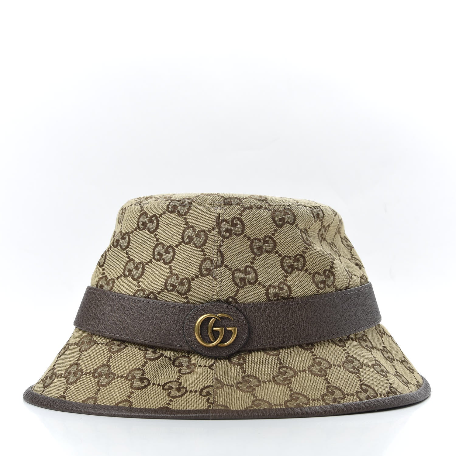 Gucci Monogram Textured Dollar Calfskin GG Jago Bucket Hat M Cacao Beige 4 of 8