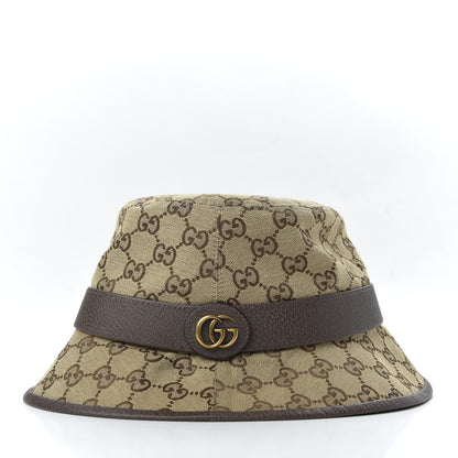 Gucci Monogram Textured Dollar Calfskin GG Jago Bucket Hat M Cacao Beige 4 of 8
