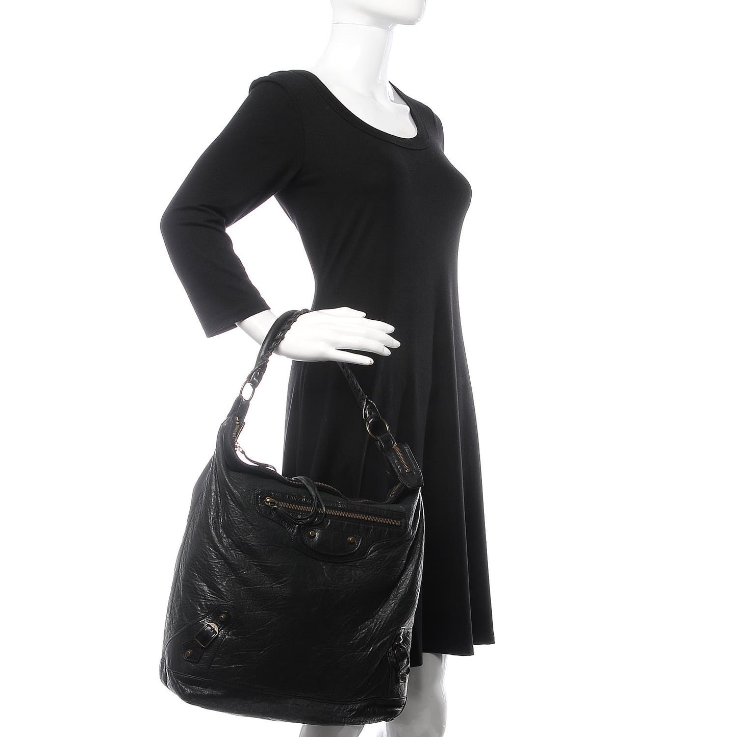 Agneau Classic Hardware Day Hobo Black