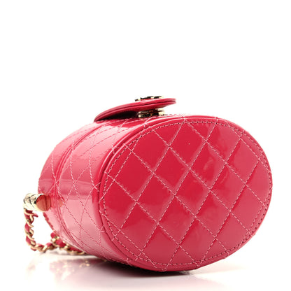 Chanel Patent Quilted Small Round Vanity With Chain Pink 4 of 10