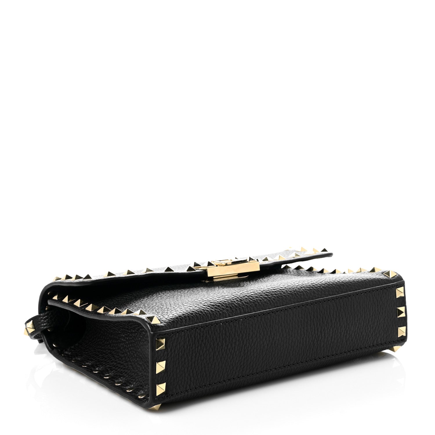 Valentino Garavani Pebbled Calfskin Medium Rockstud Flip Lock Crossbody Bag Black 4 of 9