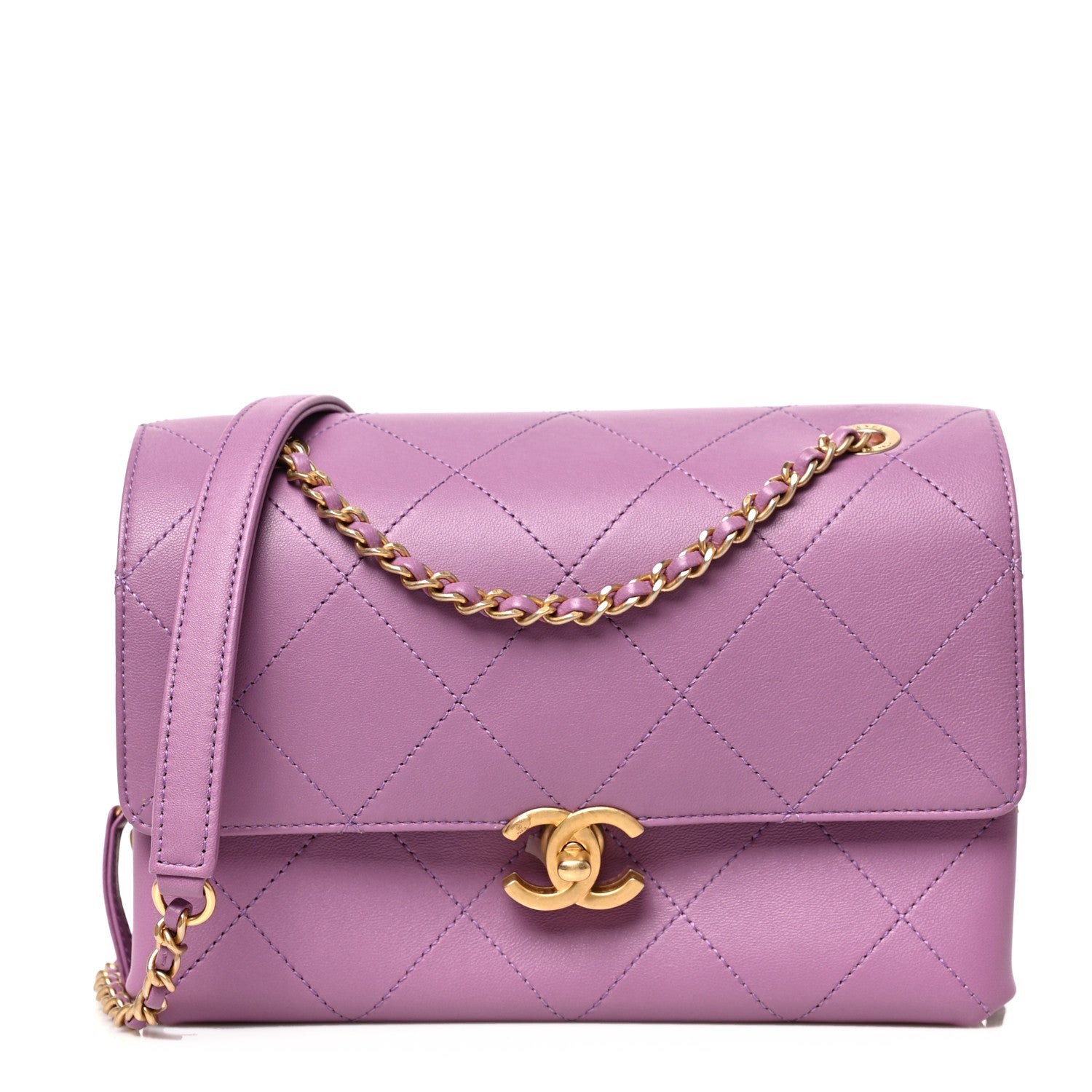 Chanel Lambskin Sleek And Chic Flap Purple 1 of 8