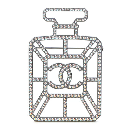 Chanel Ruthenium Crystal Perfume Bottle CC Brooch Iridescent Blue 1 of 5