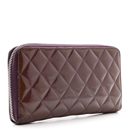 Chanel Patent Quilted Brilliant Zip Around Wallet Purple 3 of 9