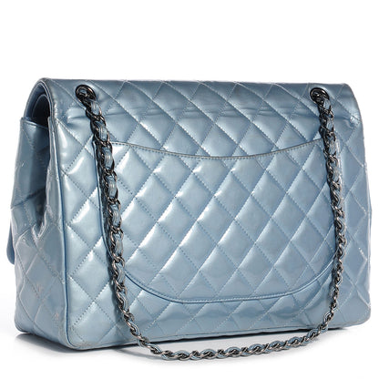 Chanel Patent Maxi Double Flap Light Blue 3 of 9