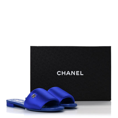 Chanel Satin Mule Sandals 37.5 Blue 9 of 9