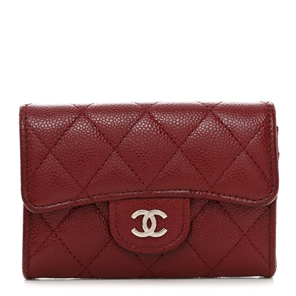 Chanel Iridescent Caviar Quilted Flap Card Holder Wallet Burgundy 1 of 9