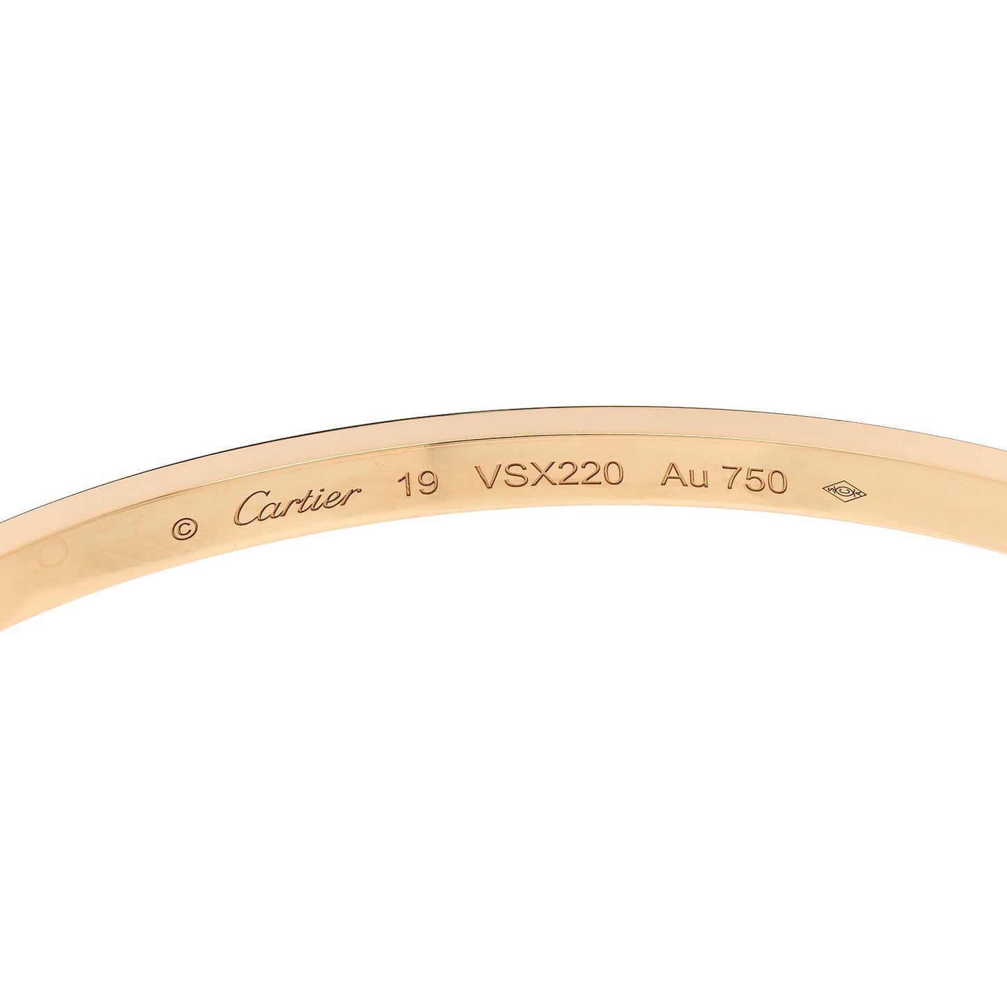 18K Yellow Gold Small LOVE Bracelet 19