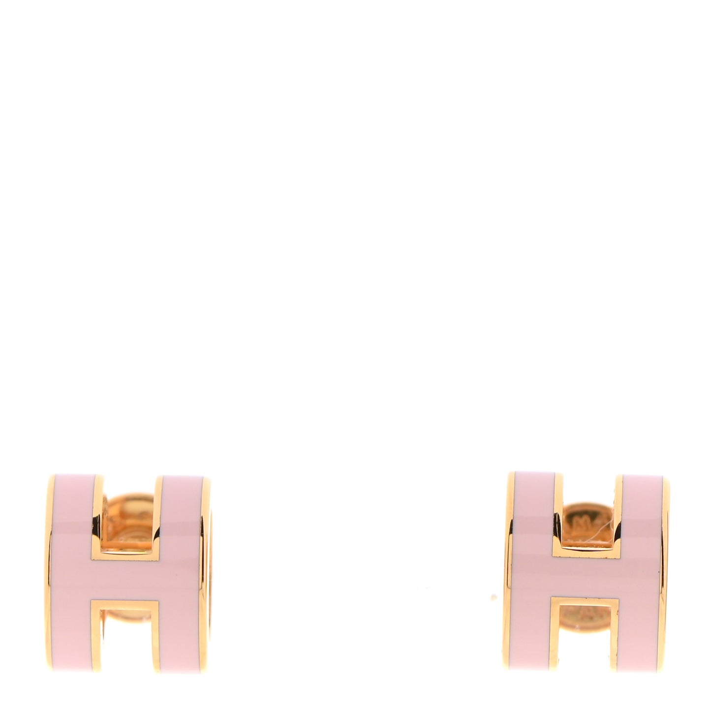 Gold Lacquered Mini Pop H Earrings Rose Dragee