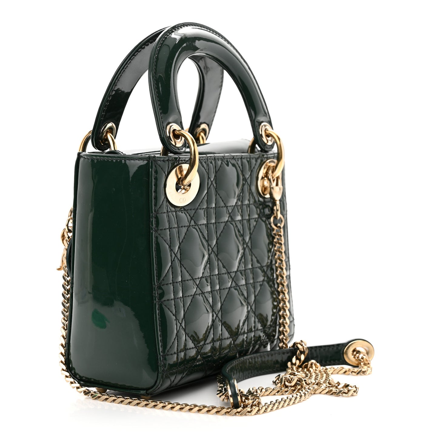 Patent Cannage Mini Lady Dior Pine Green