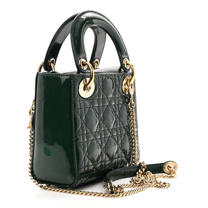 Christian Dior Patent Cannage Mini Lady Dior Pine Green 3 of 9