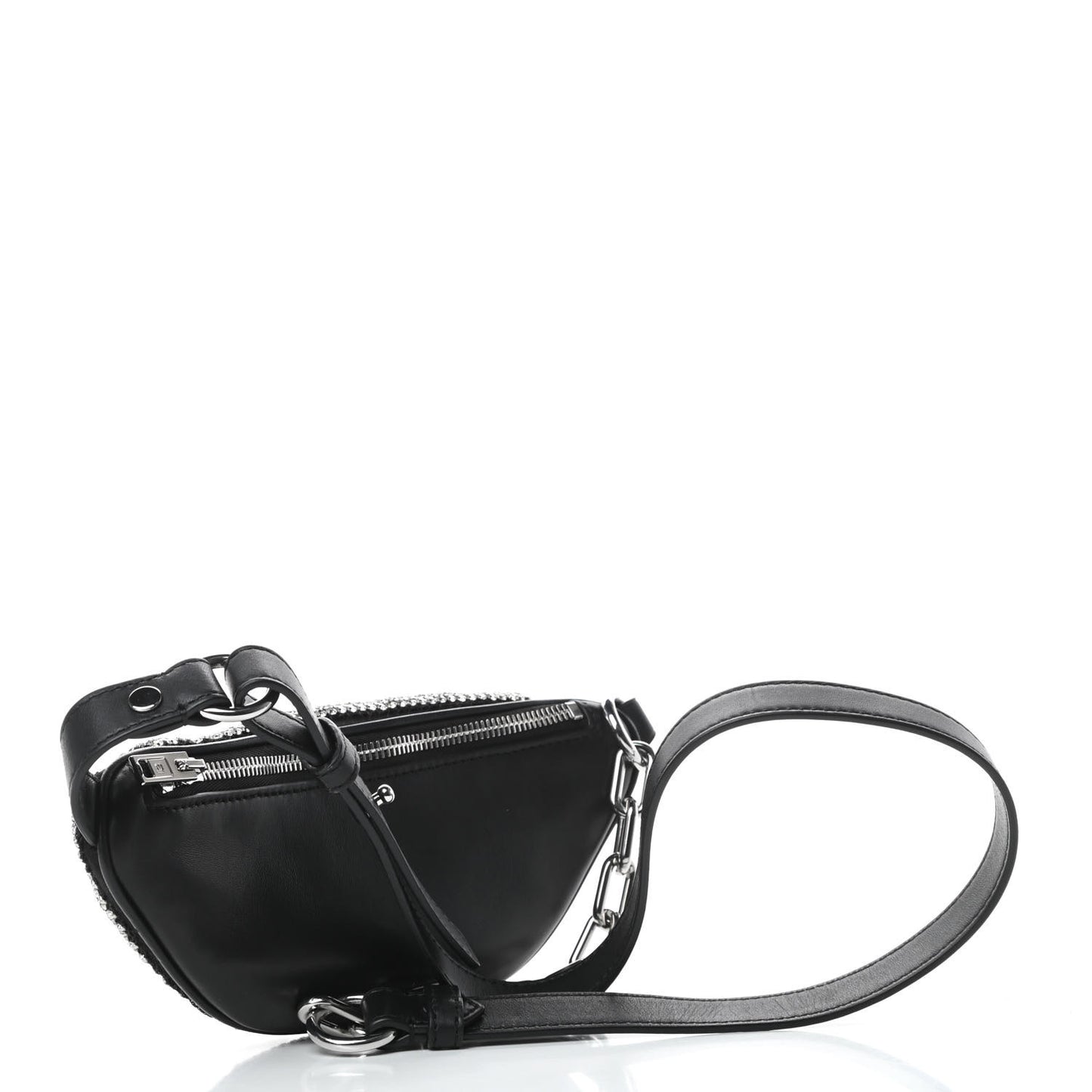 Rhinestone Mesh Mini Attica Belt Bag Black