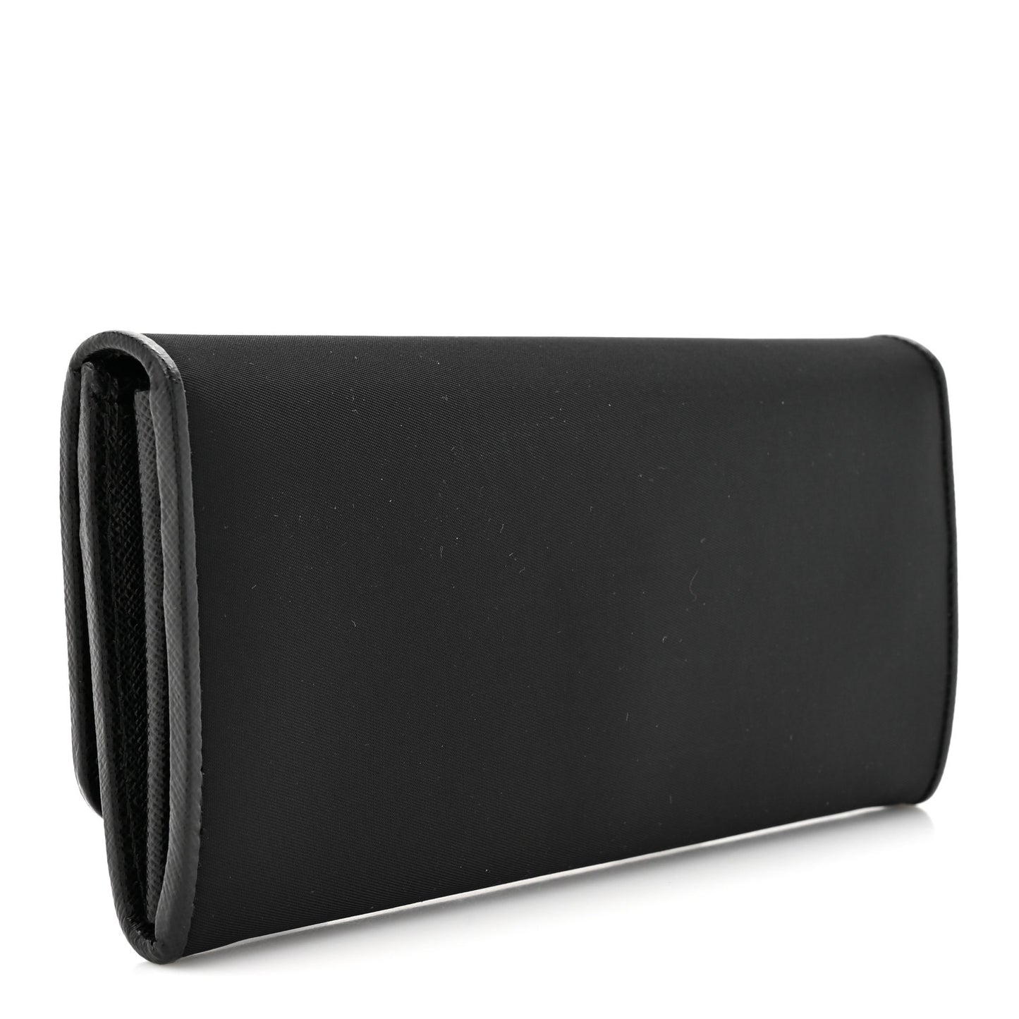 Tessuto Saffiano Triangle Logo Continental Flap Travel Wallet Black