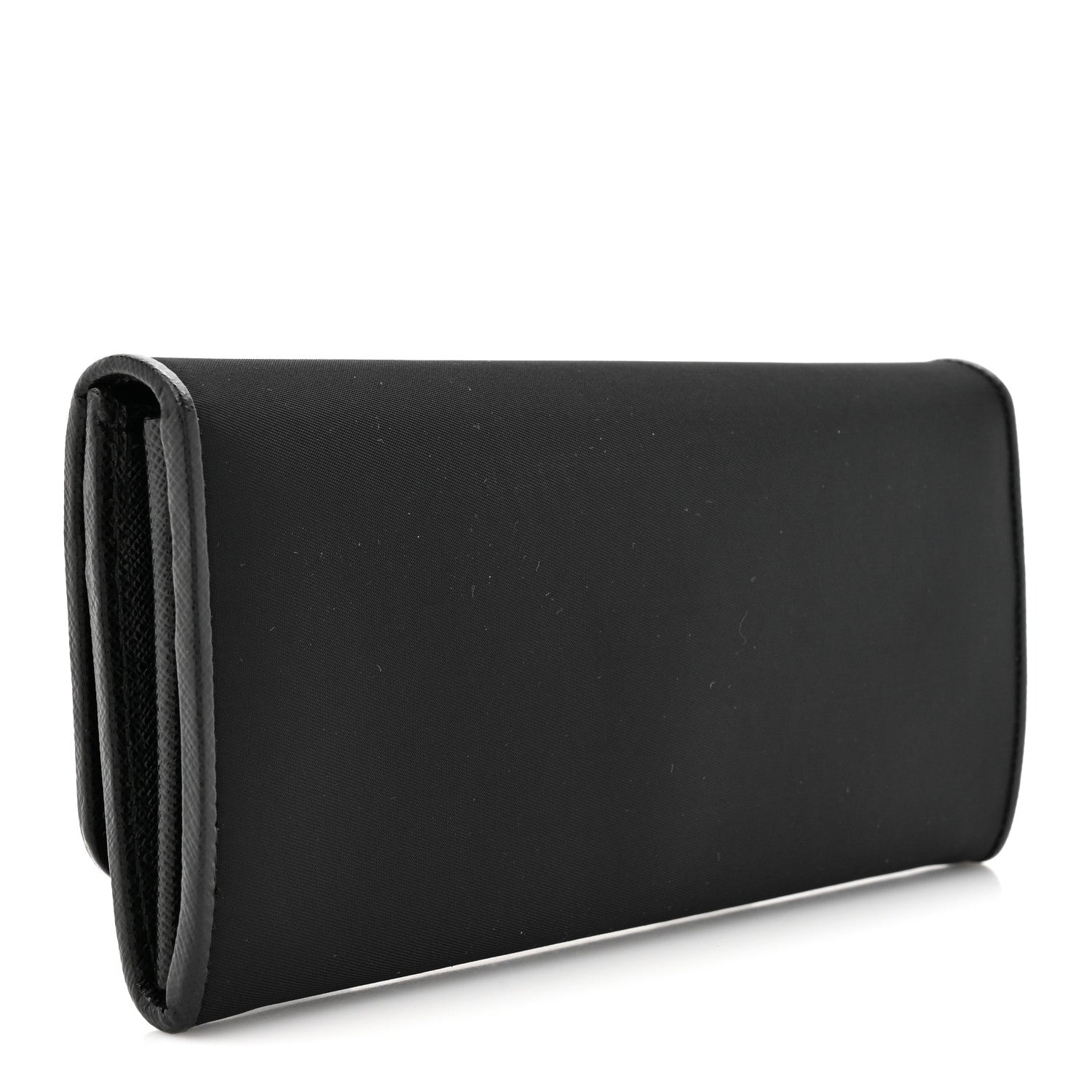 Prada Tessuto Saffiano Triangle Logo Continental Flap Travel Wallet Black 3 of 9