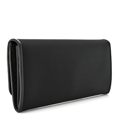 Prada Tessuto Saffiano Triangle Logo Continental Flap Travel Wallet Black 3 of 9