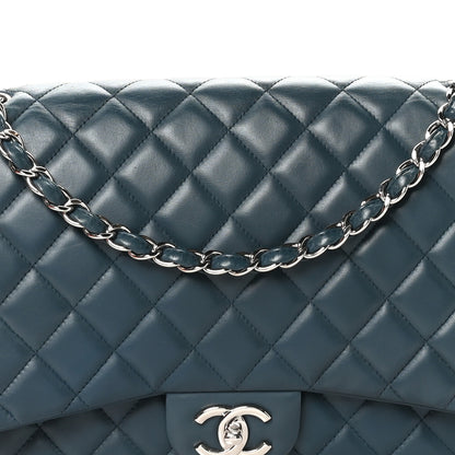 Chanel Lambskin Quilted Maxi Double Flap Blue 8 of 10