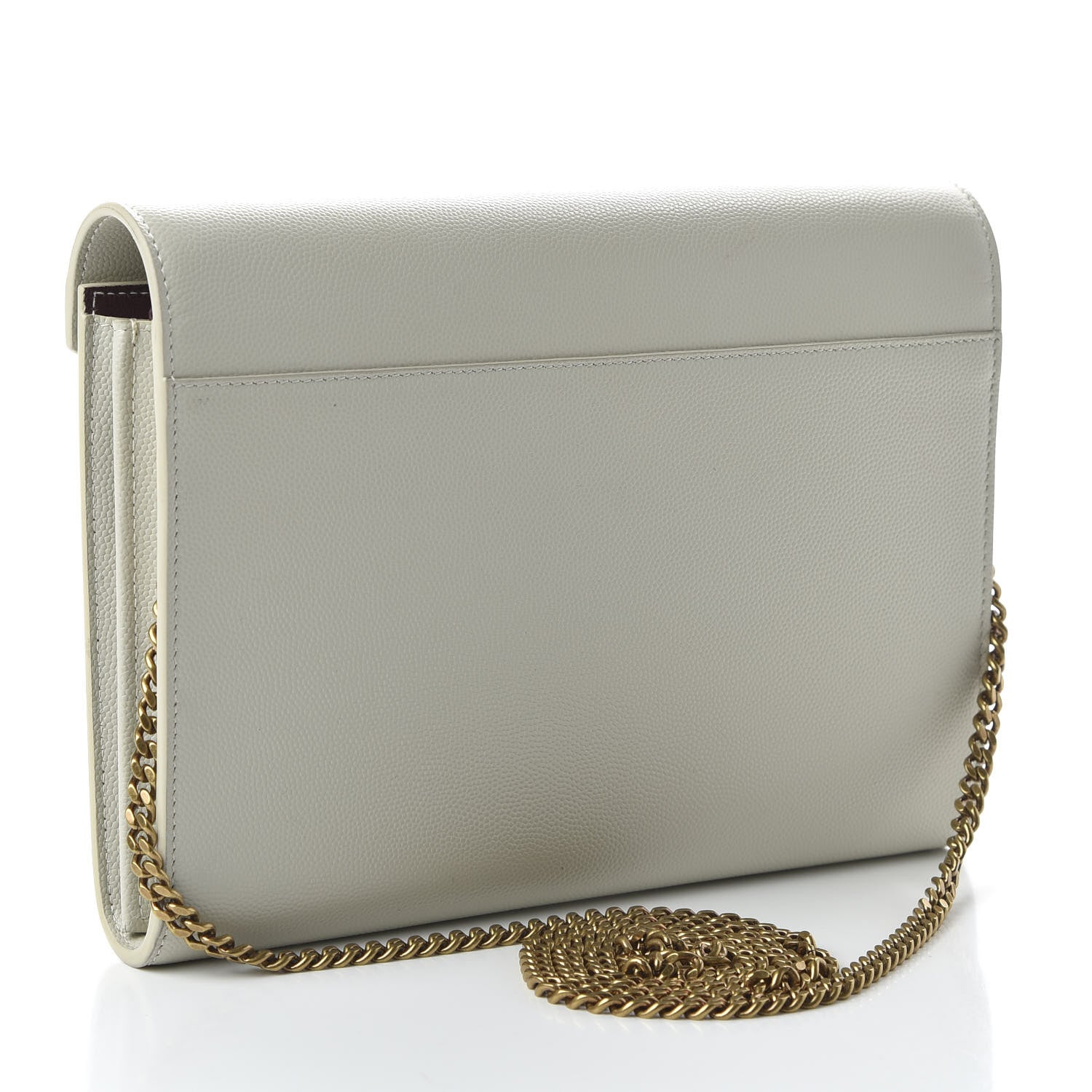 Saint Laurent Grain De Poudre Monogram Cassandra Chain Wallet Crema Soft Rouge Legion 3 of 9